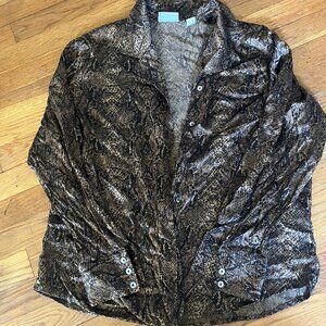 Vintage Lord & Taylor 100% SILK snake print button down